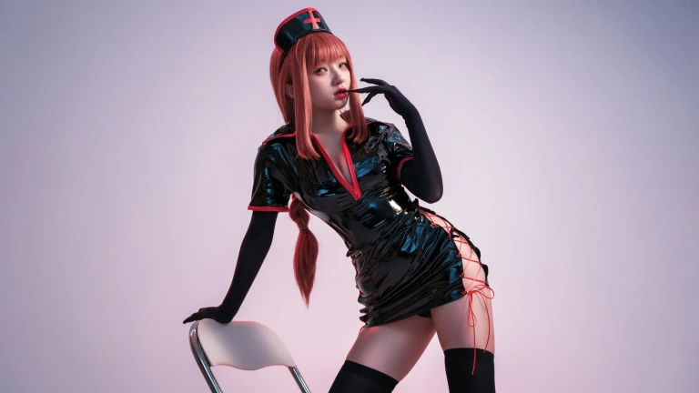 花铃《玛奇玛黑色护士》主题写真：20张全套美图
