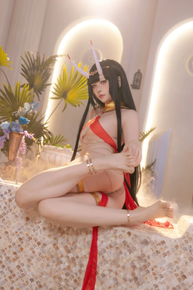 屿鱼《碧蓝航线 能代 赤纱浴影》主题写真：80张全套美图