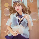 过期米线线喵《阳台 黑丝猫娘》主题写真：24张全套美图