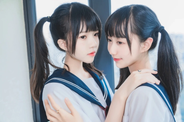 桜桃喵《她（桜桃喵&木绵绵OwO）》主题写真：37张全套美图