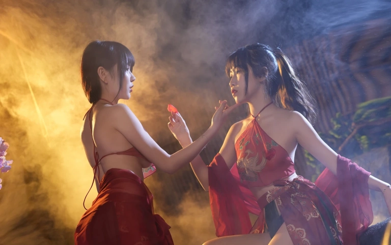 不呆猫&Tina很妖孽呀《古风双人》主题写真：16张全套美图