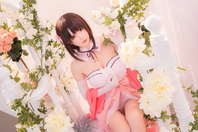 星之迟迟《加藤惠 粉礼服》主题写真：33张全套美图