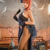 蜜汁猫裘《黑太子 旗袍》主题写真：40张全套美图