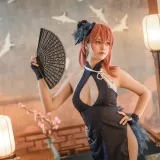 蜜汁猫裘《黑太子 旗袍》主题写真：40张全套美图