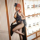 蜜汁猫裘《黑太子 旗袍》主题写真：40张全套美图