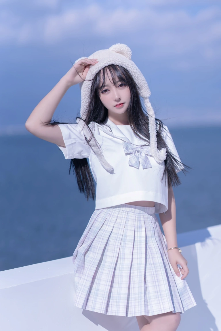 过期米线线喵《天台JK》主题写真：58张全套美图