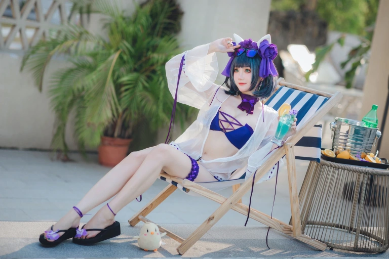 瓜希酱《柴郡泳装》主题写真：32张全套美图