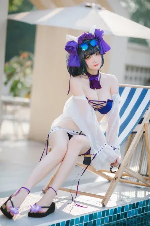 瓜希酱《柴郡泳装》主题写真：32张全套美图