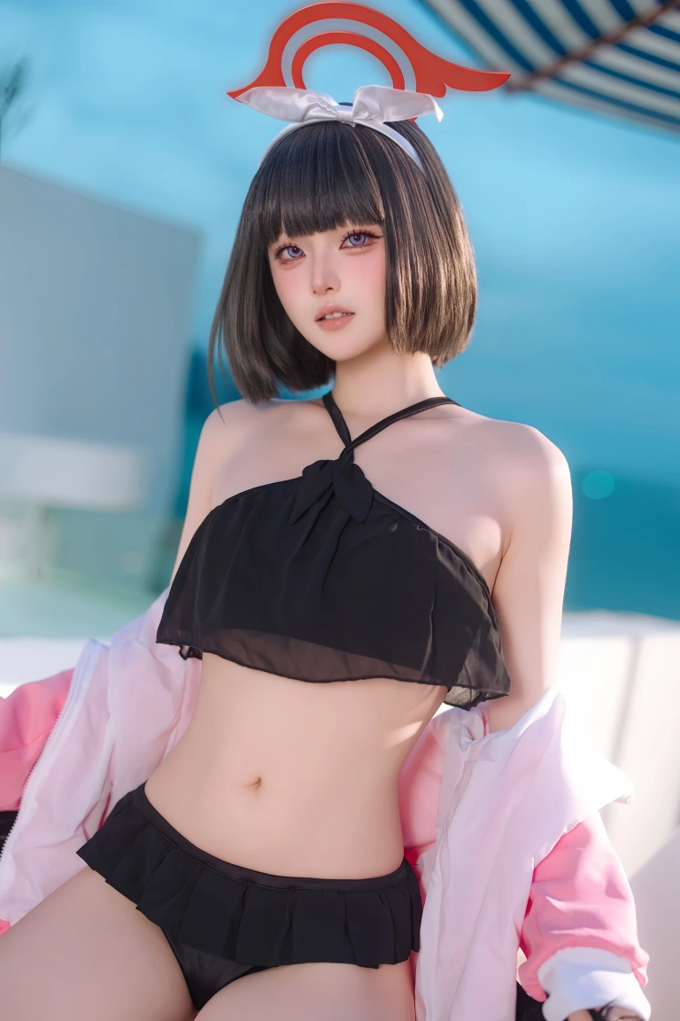 屿鱼《蔚蓝档案 静山真白泳装》主题写真：30张全套美图