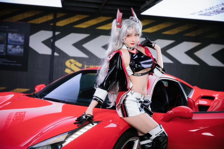 瓜希酱&Momoko葵葵《碧蓝航线 欧根&企业 赛车女郎》主题写真：58张全套美图