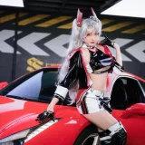 瓜希酱&Momoko葵葵《碧蓝航线 欧根&企业 赛车女郎》主题写真：58张全套美图