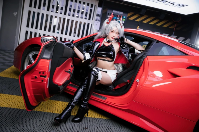 瓜希酱&Momoko葵葵《碧蓝航线 欧根&企业 赛车女郎》主题写真：58张全套美图
