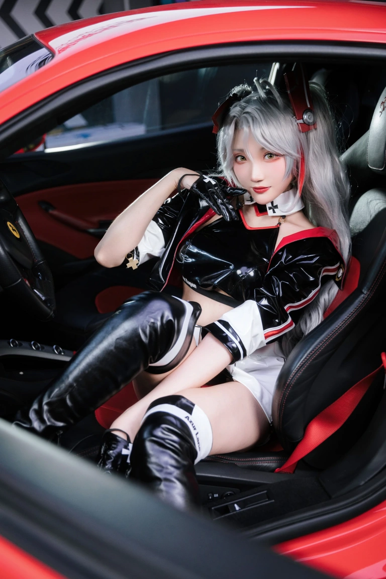 瓜希酱&Momoko葵葵《碧蓝航线 欧根&企业 赛车女郎》主题写真：58张全套美图
