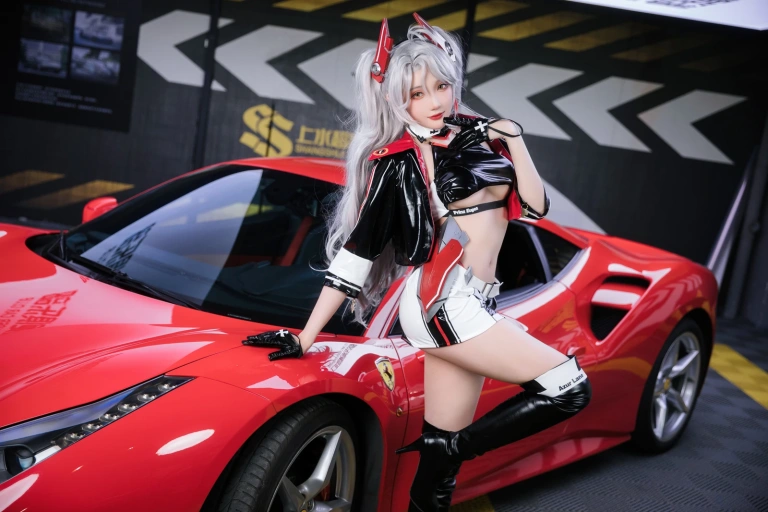 瓜希酱&Momoko葵葵《碧蓝航线 欧根&企业 赛车女郎》主题写真：58张全套美图