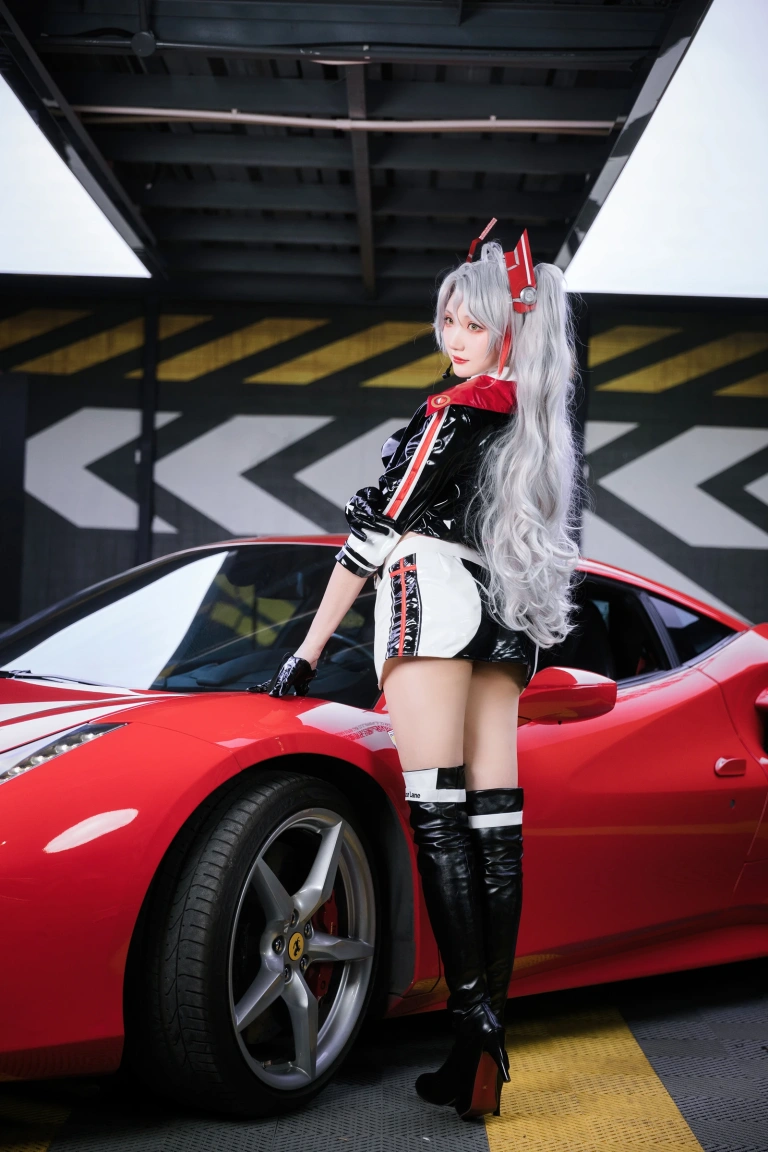 瓜希酱&Momoko葵葵《碧蓝航线 欧根&企业 赛车女郎》主题写真：58张全套美图