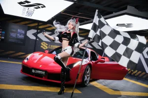 瓜希酱&Momoko葵葵《碧蓝航线 欧根&企业 赛车女郎》主题写真：58张全套美图