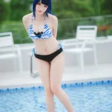 瓜希酱&Momoko葵葵《SSSS.GRIDMAN宝多六花&新条茜 泳装》主题写真：85张全套美图