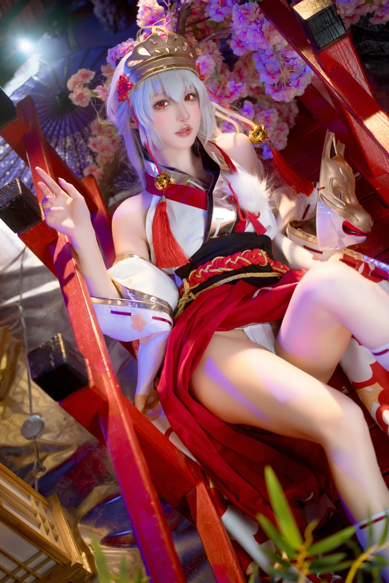 阿包也是兔娘《樱境物语 巫女浴池》主题写真：58张全套美图，含1个视频