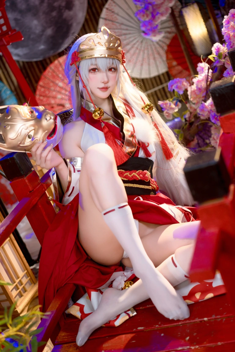 阿包也是兔娘《樱境物语 巫女浴池》主题写真：58张全套美图，含1个视频