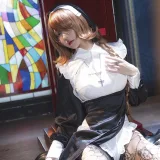 阿包也是兔娘《加冕图 修女》主题写真：26张全套美图