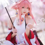瓜希酱《原神 八重神子》主题写真：20张全套美图