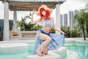 蜜汁猫裘《原神 妮露泳装》主题写真：21张全套美图