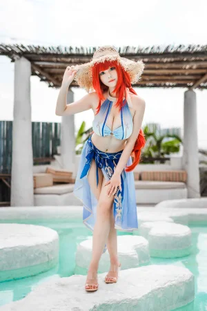 蜜汁猫裘《原神 妮露泳装》主题写真：21张全套美图