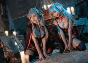 蠢沫沫《蠢沫沫&一笑芳香沁 双人吸血鬼》主题写真：30张全套美图