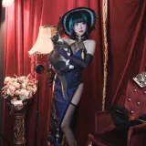 面饼仙儿《柴郡旗袍》主题写真：21张全套美图，含1个视频