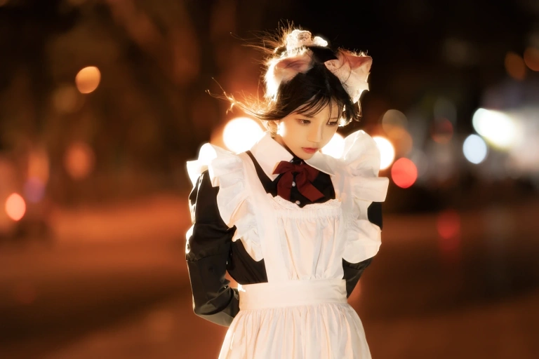 桜桃喵《长裙妹抖（夜）》主题写真：19张全套美图