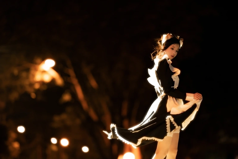 桜桃喵《长裙妹抖（夜）》主题写真：19张全套美图