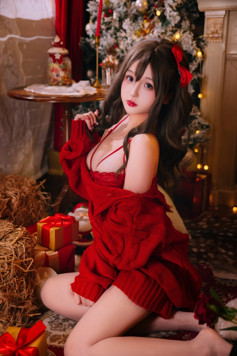 日奈娇(椎名莜)《2023.12月月刊 圣诞毛衣A+B》主题写真：98张全套美图