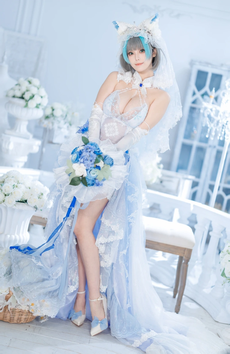 蜜汁猫裘《柴郡花嫁》主题写真：125张全套美图，含2个视频