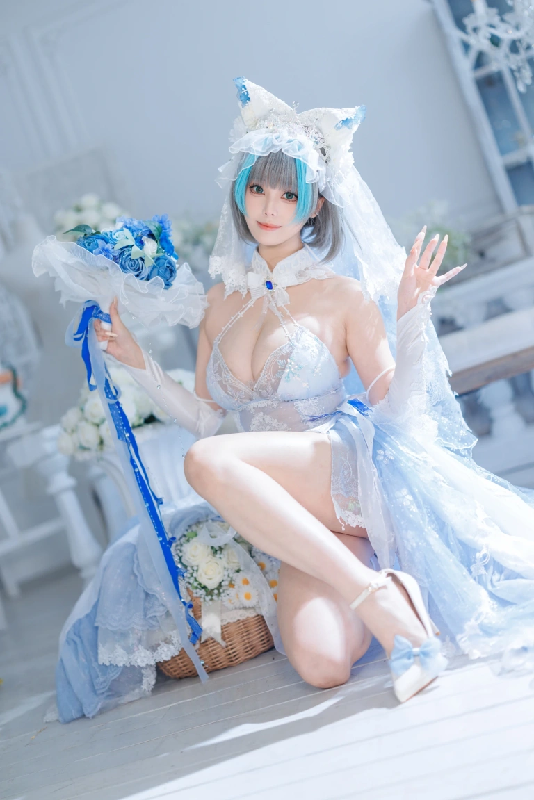 蜜汁猫裘《柴郡花嫁》主题写真：125张全套美图，含2个视频