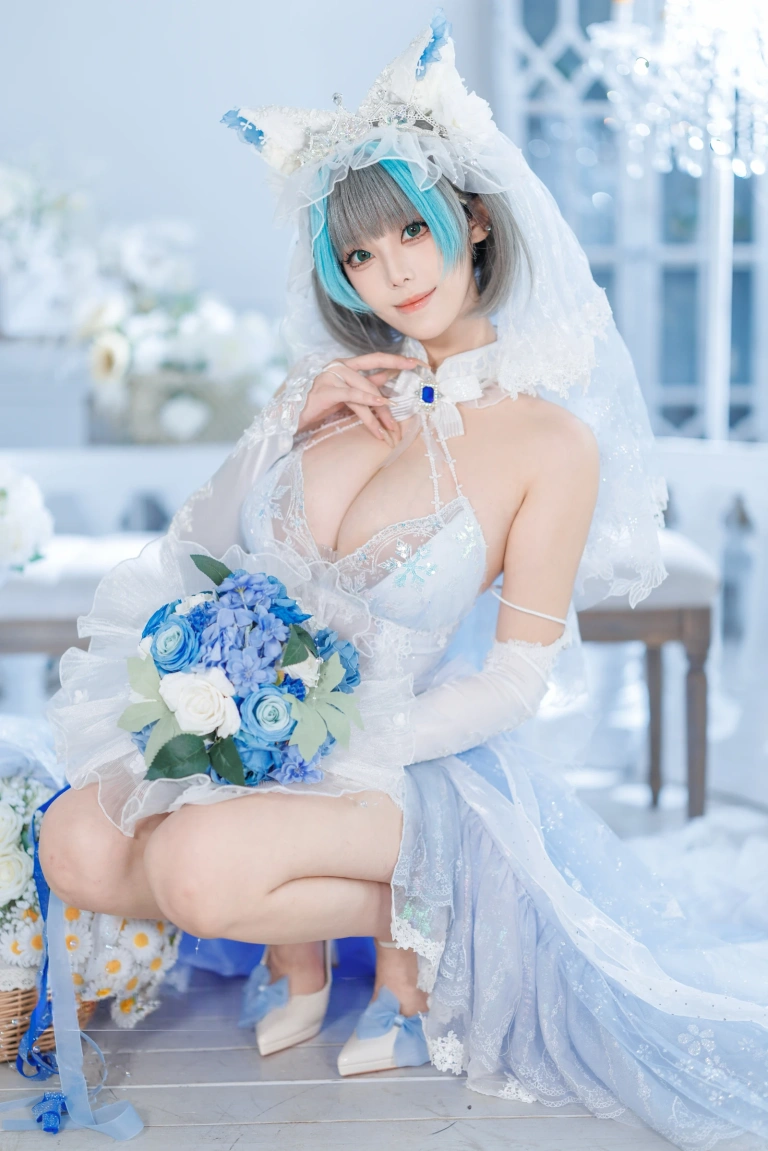 蜜汁猫裘《柴郡花嫁》主题写真：125张全套美图，含2个视频