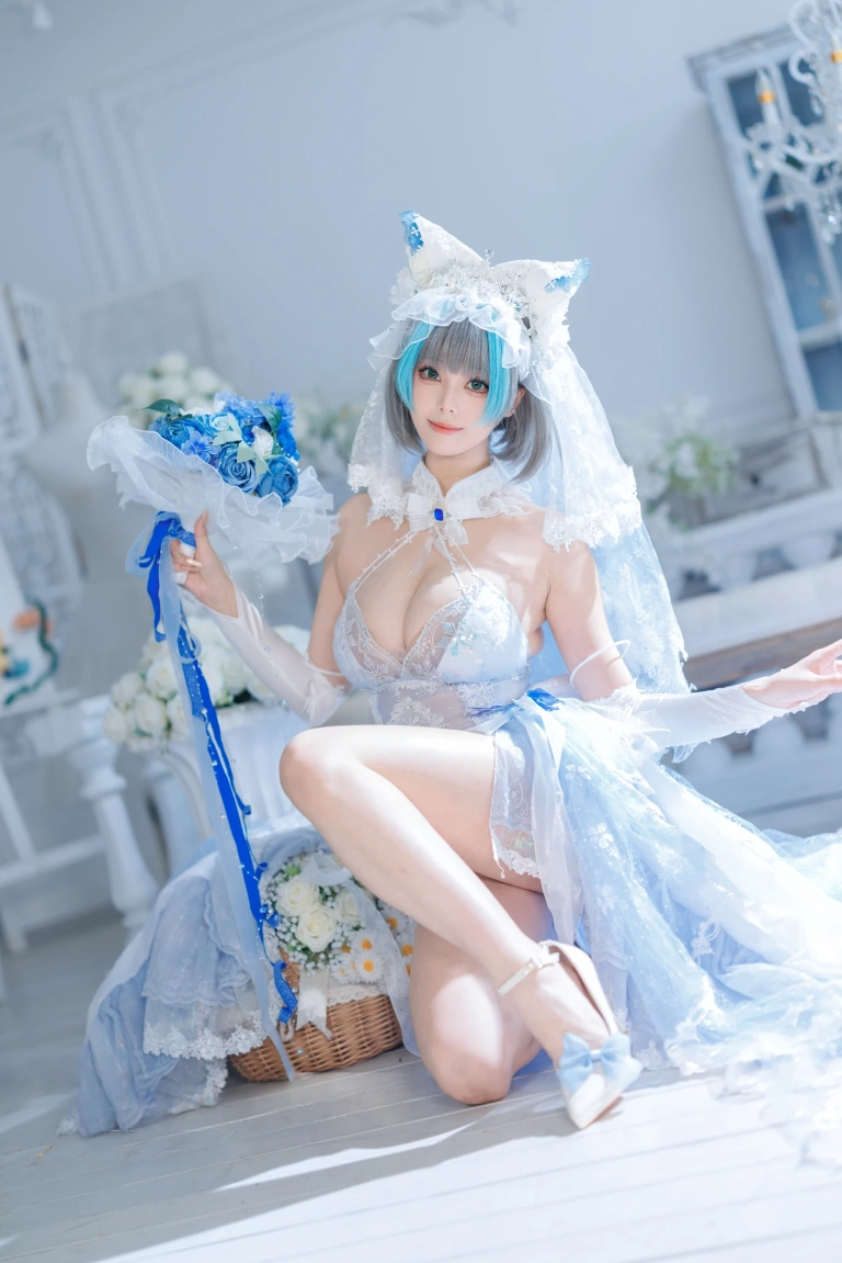 蜜汁猫裘《柴郡花嫁》主题写真：125张全套美图，含2个视频