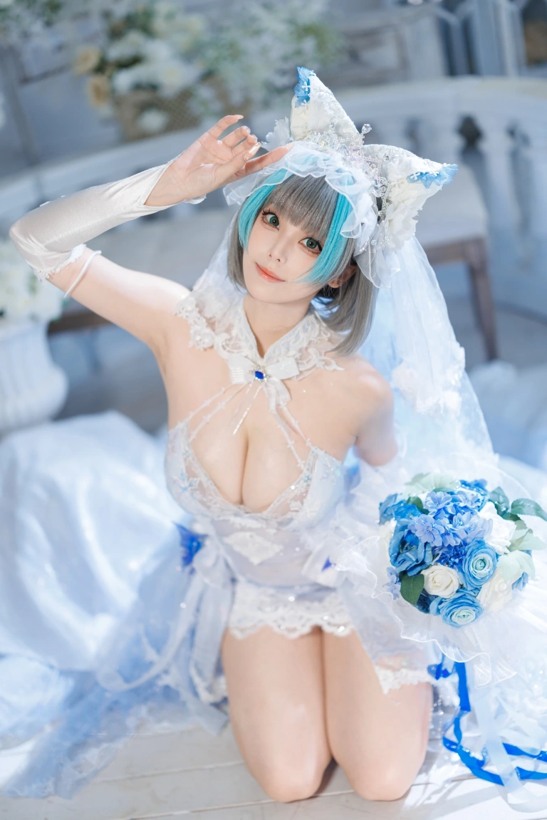 蜜汁猫裘《柴郡花嫁》主题写真：125张全套美图，含2个视频