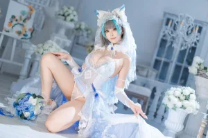 蜜汁猫裘《柴郡花嫁》主题写真：125张全套美图，含2个视频