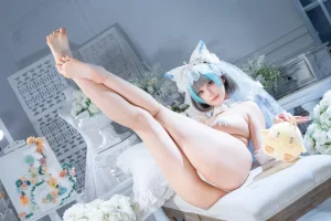蜜汁猫裘《柴郡花嫁》主题写真：125张全套美图，含2个视频