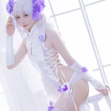 星之迟迟《《花鸟风月》 花与旗袍 白》主题写真：20张全套美图