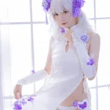 星之迟迟《《花鸟风月》 花与旗袍 白》主题写真：20张全套美图