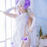 星之迟迟《《花鸟风月》 花与旗袍 白》主题写真：20张全套美图