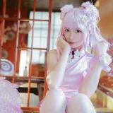 星之迟迟《《花鸟风月》 花与旗袍 粉》主题写真：20张全套美图