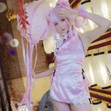 星之迟迟《《花鸟风月》 花与旗袍 粉》主题写真：20张全套美图