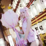 星之迟迟《《花鸟风月》 花与旗袍 粉》主题写真：20张全套美图