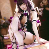 星之迟迟《《花鸟风月》 花与旗袍 紫》主题写真：20张全套美图