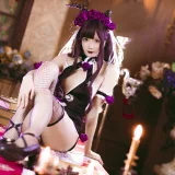 星之迟迟《《花鸟风月》 花与旗袍 紫》主题写真：20张全套美图