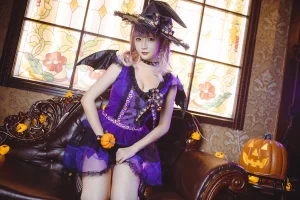 星之迟迟《《花鸟风月》 万圣节 紫》主题写真：20张全套美图