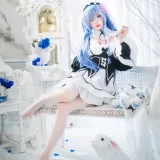 桜桃喵《长发蕾姆01》主题写真：45张全套美图