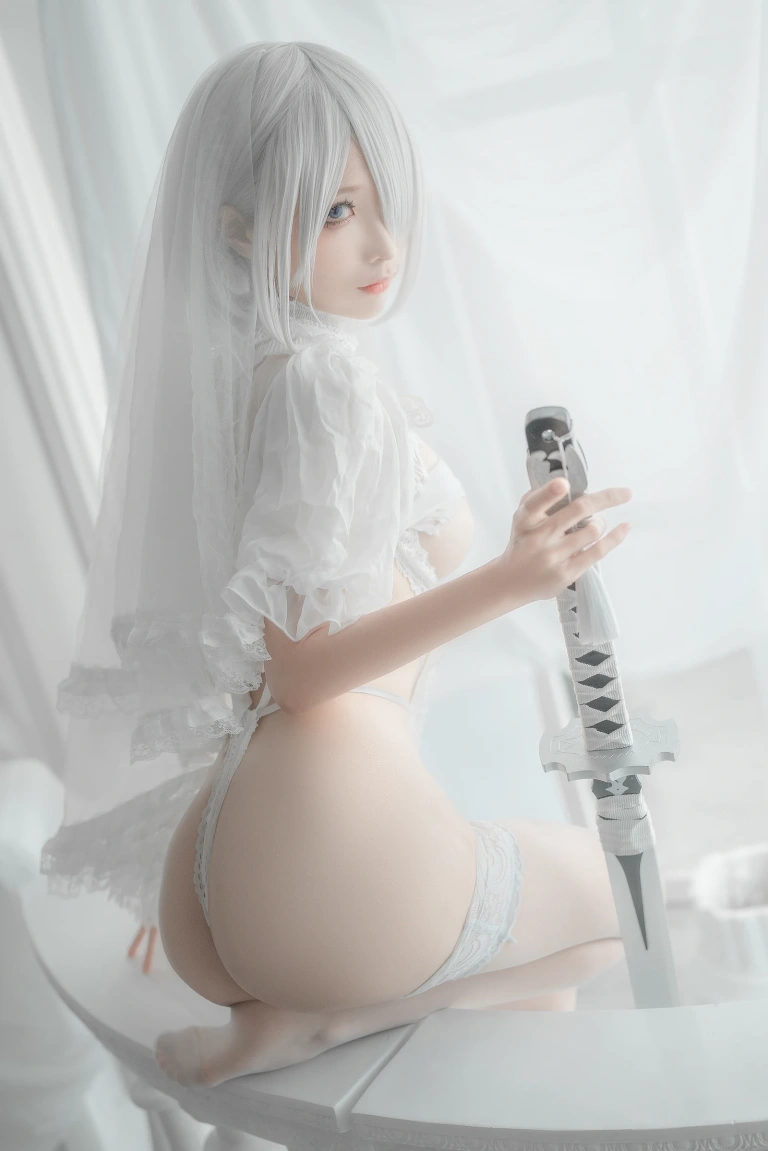 蠢沫沫《2B 白婚纱》主题写真：59张全套美图